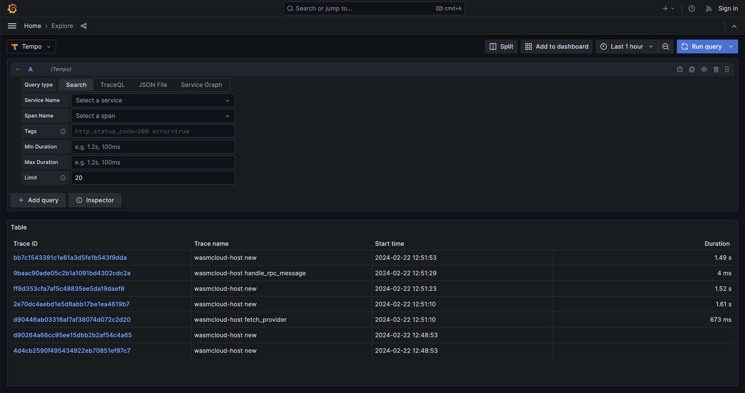 Tempo interface